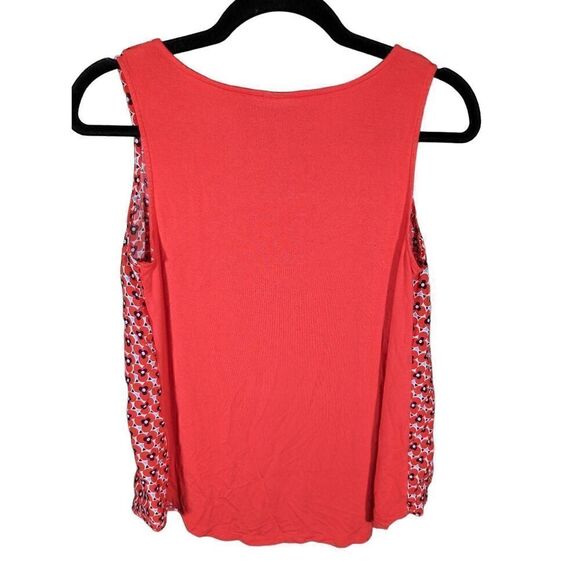 Kaari Blue Sleeveless V-Neck Red Printed Top Women's Size Small - Picture 2 of 5